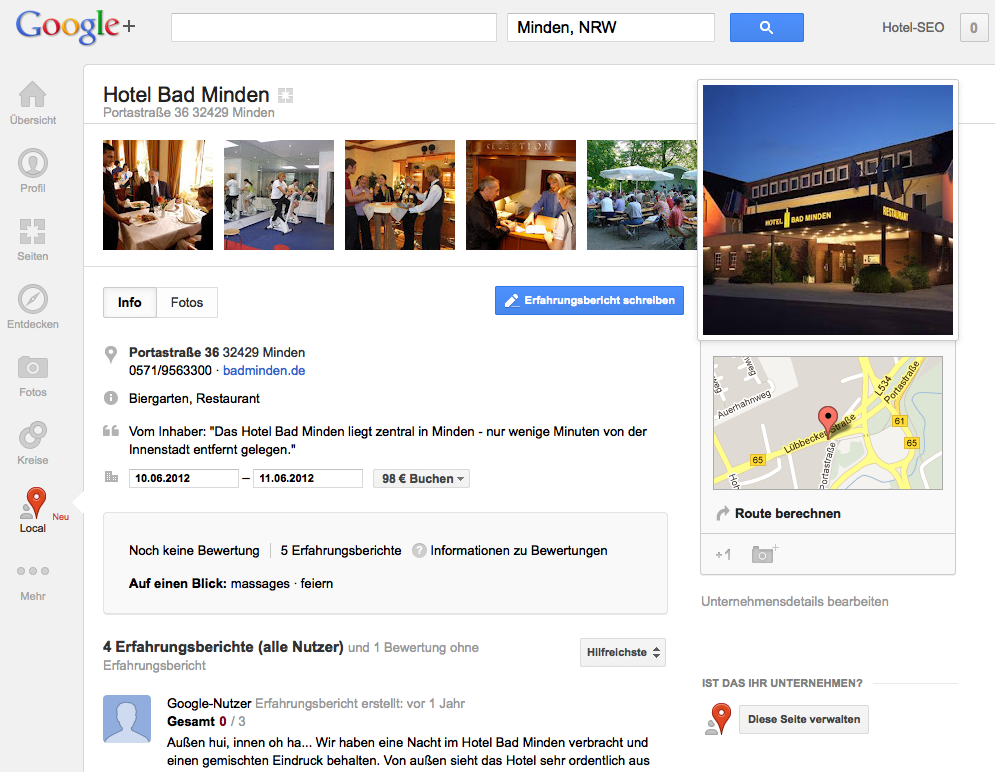 Google+ Local Unternehmensseite