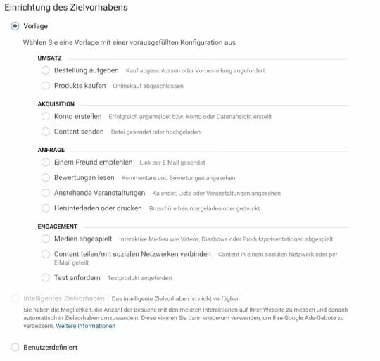 Was sind Zielvorhaben in Google Analytics?